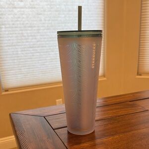 Starbucks Frosted White mermaid tail Tumbler with Straw